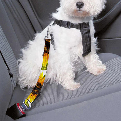 Doodle Sunflower Pattern Print Dog Seat Belt