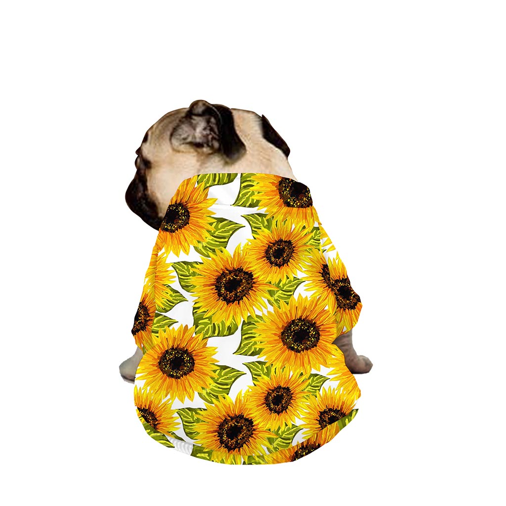 Doodle Sunflower Pattern Print Dog Zip Up Jacket