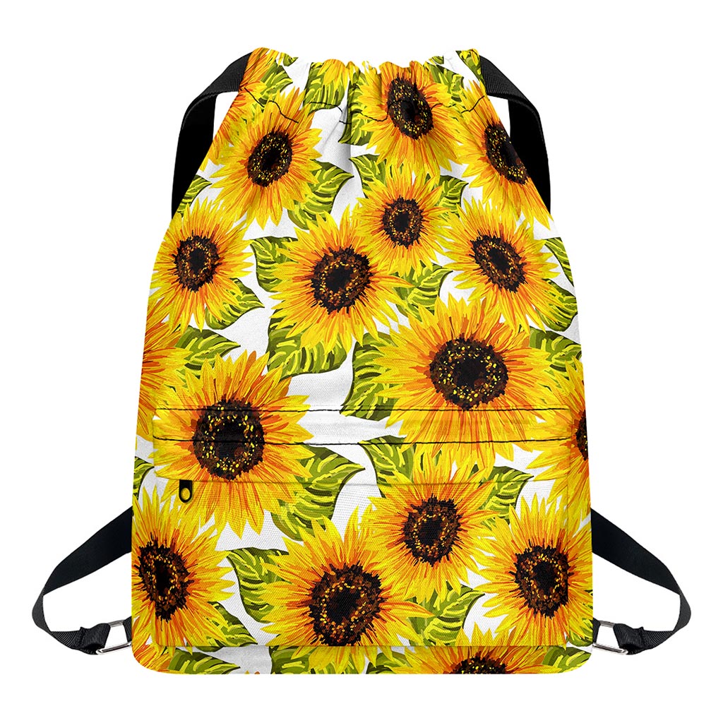 Doodle Sunflower Pattern Print Drawstring Backpack