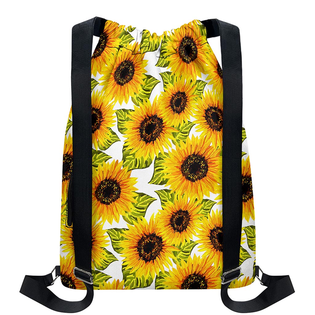 Doodle Sunflower Pattern Print Drawstring Backpack