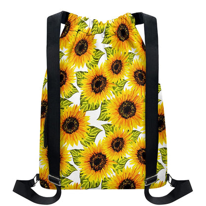 Doodle Sunflower Pattern Print Drawstring Backpack