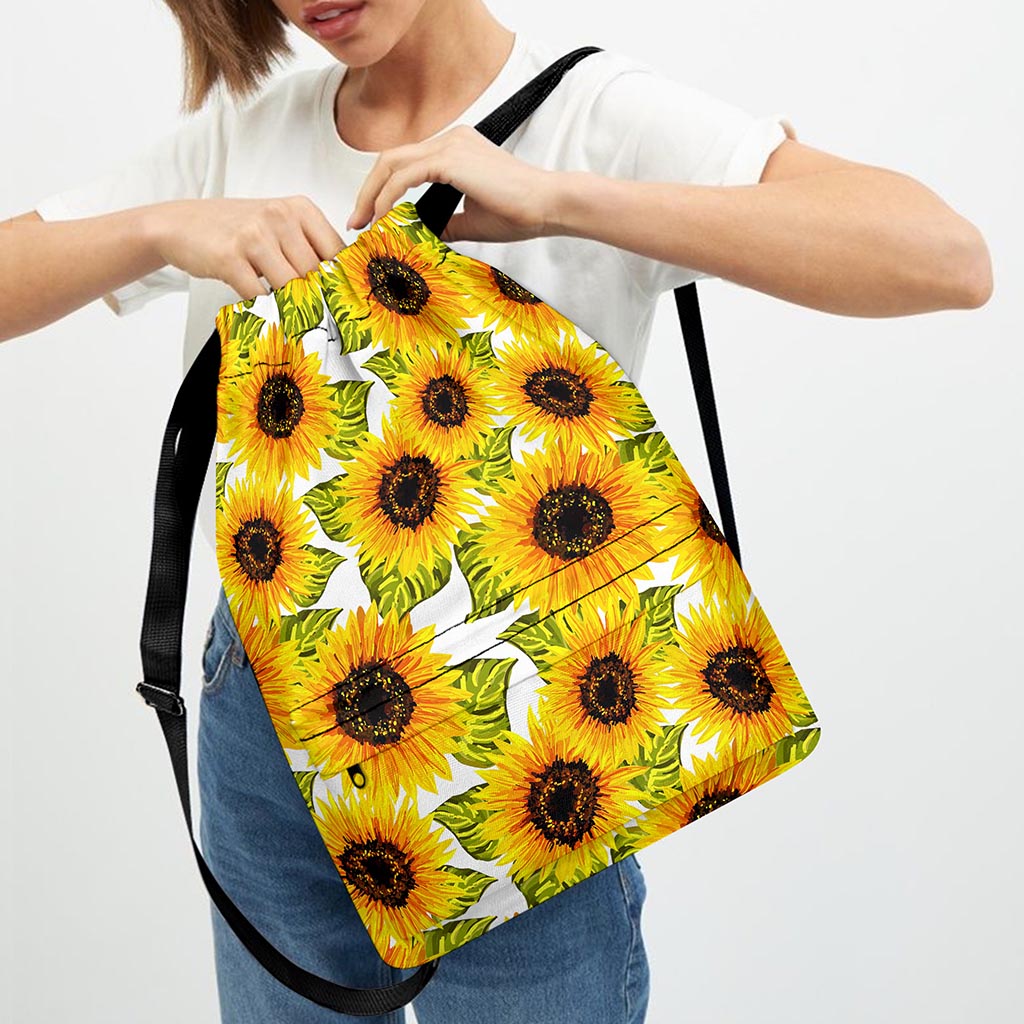 Doodle Sunflower Pattern Print Drawstring Backpack