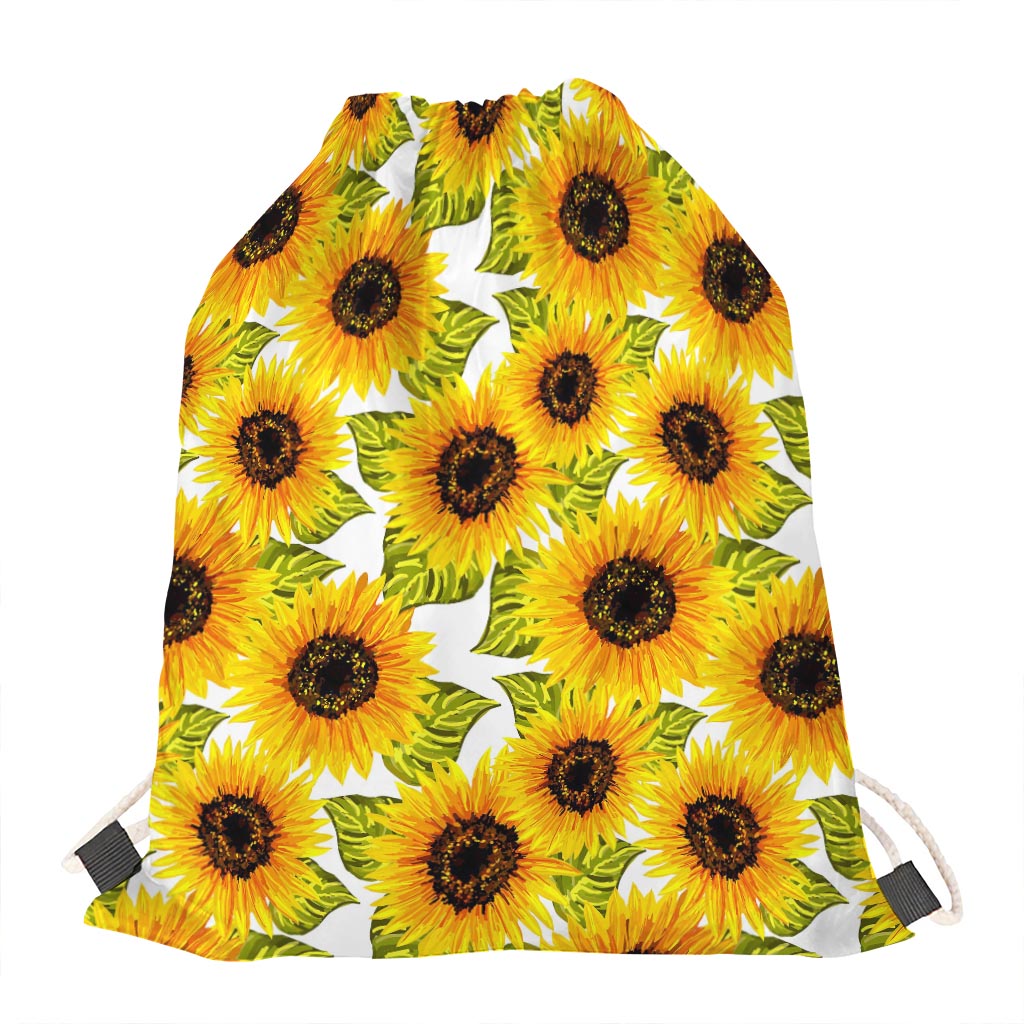 Doodle Sunflower Pattern Print Drawstring Bag