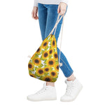 Doodle Sunflower Pattern Print Drawstring Bag