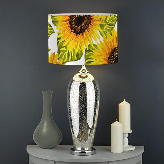 Doodle Sunflower Pattern Print Drum Lamp Shade