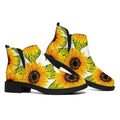 Doodle Sunflower Pattern Print Flat Ankle Boots