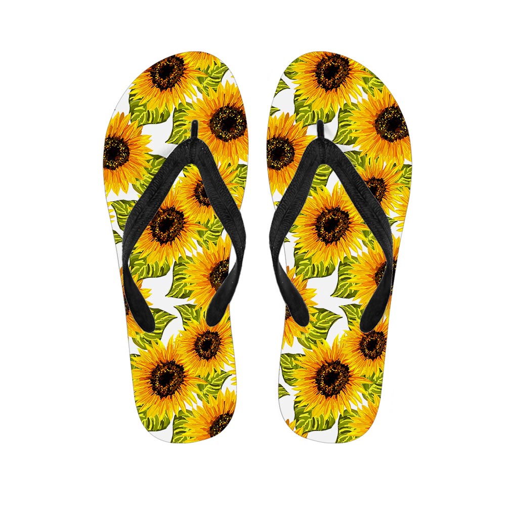 Doodle Sunflower Pattern Print Flip Flops