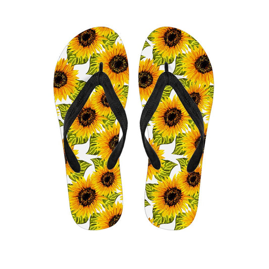 Doodle Sunflower Pattern Print Flip Flops