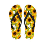 Doodle Sunflower Pattern Print Flip Flops