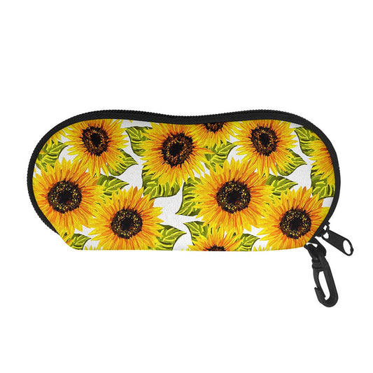 Doodle Sunflower Pattern Print Glasses Case