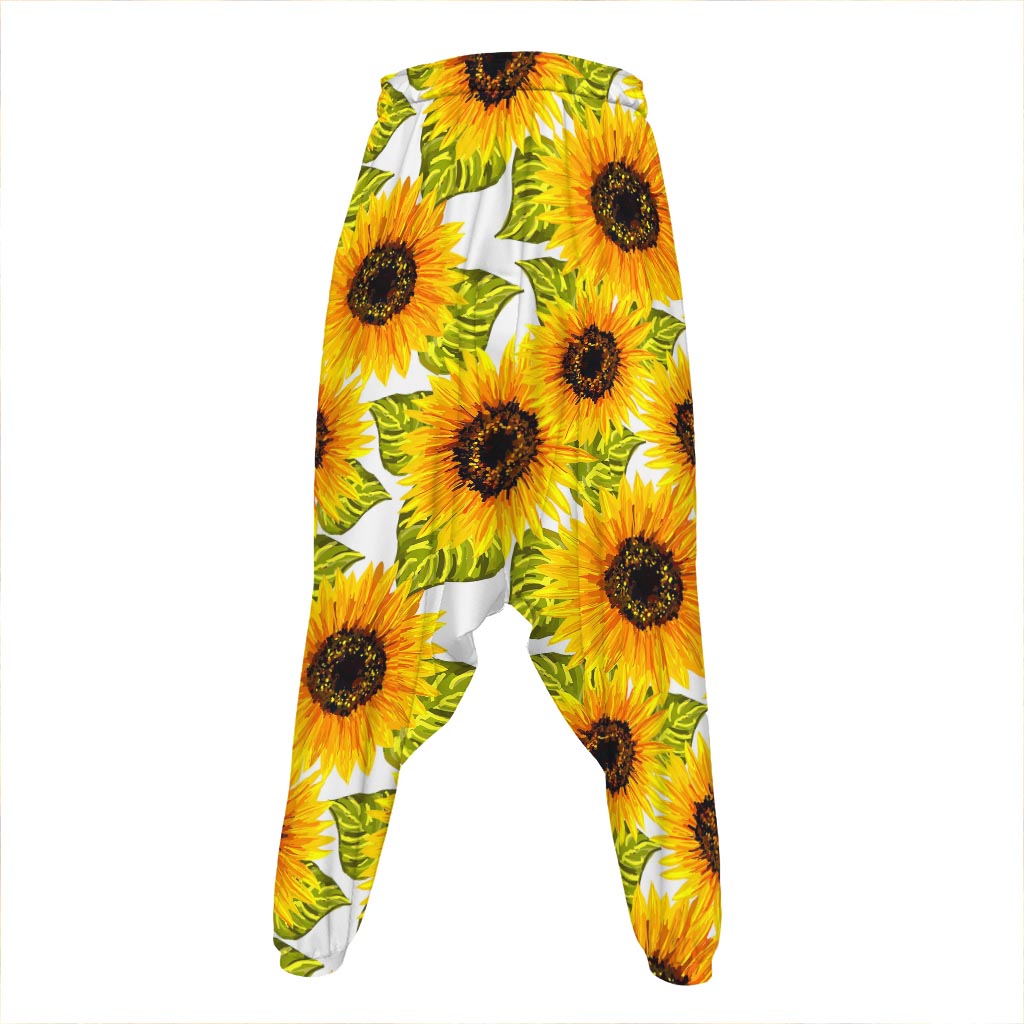 Doodle Sunflower Pattern Print Hammer Pants