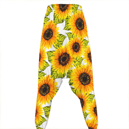 Doodle Sunflower Pattern Print Hammer Pants