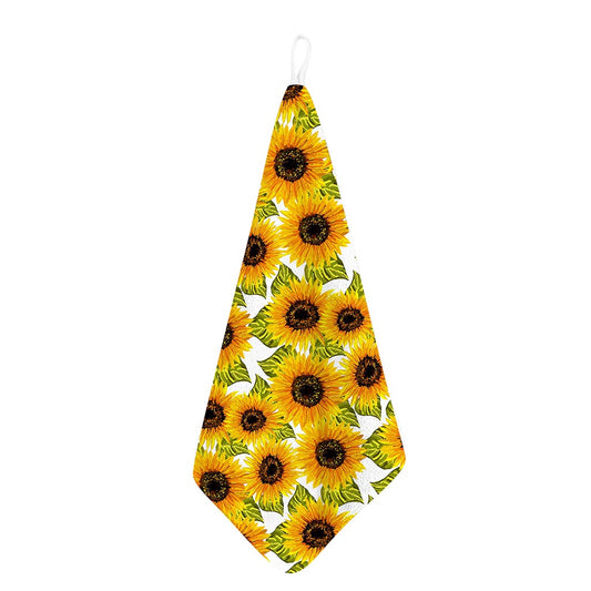 Doodle Sunflower Pattern Print Hand Towel