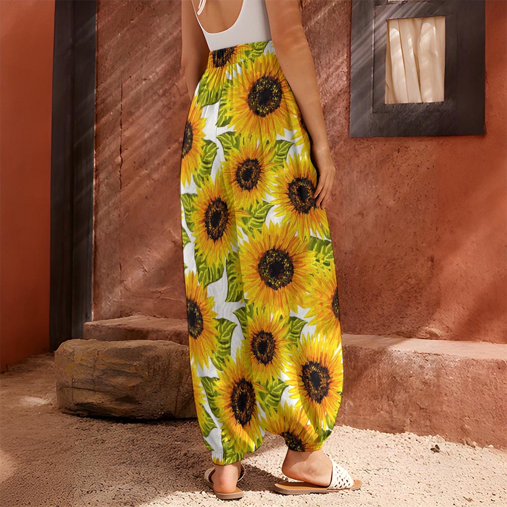Doodle Sunflower Pattern Print Harem Pants