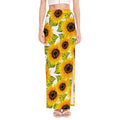 Doodle Sunflower Pattern Print High Slit Maxi Skirt