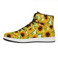 Doodle Sunflower Pattern Print High Top Leather Sneakers