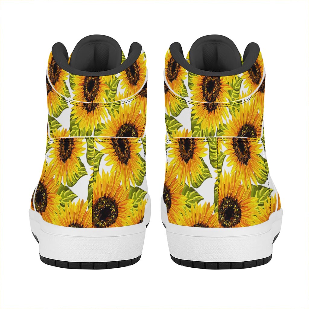 Doodle Sunflower Pattern Print High Top Leather Sneakers