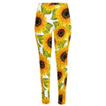 Doodle Sunflower Pattern Print High-Waisted Pocket Leggings