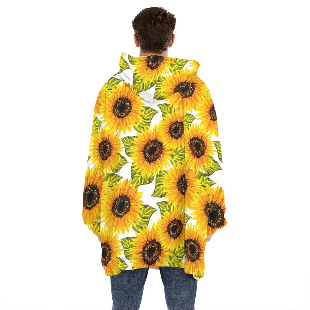 Doodle Sunflower Pattern Print Hoodie Blanket