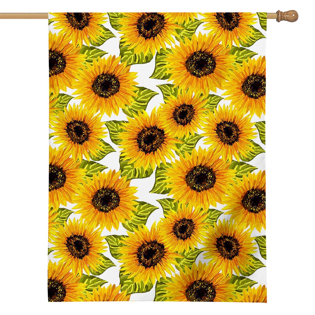 Doodle Sunflower Pattern Print House Flag