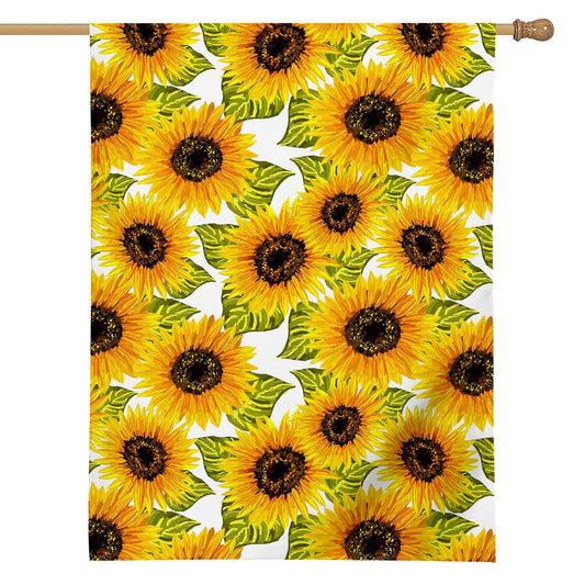 Doodle Sunflower Pattern Print House Flag