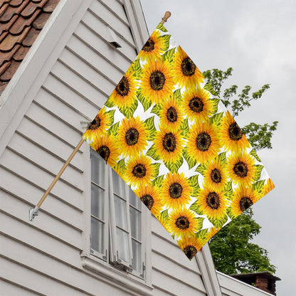 Doodle Sunflower Pattern Print House Flag