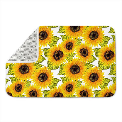 Doodle Sunflower Pattern Print Indoor Door Mat