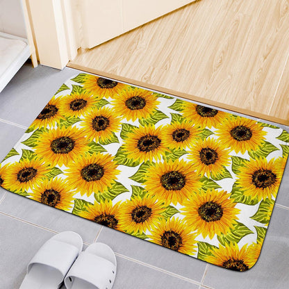 Doodle Sunflower Pattern Print Indoor Door Mat