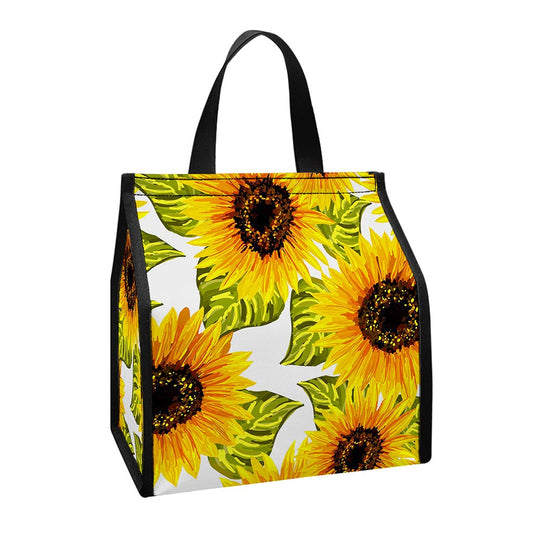 Doodle Sunflower Pattern Print Insulated Lunch Tote