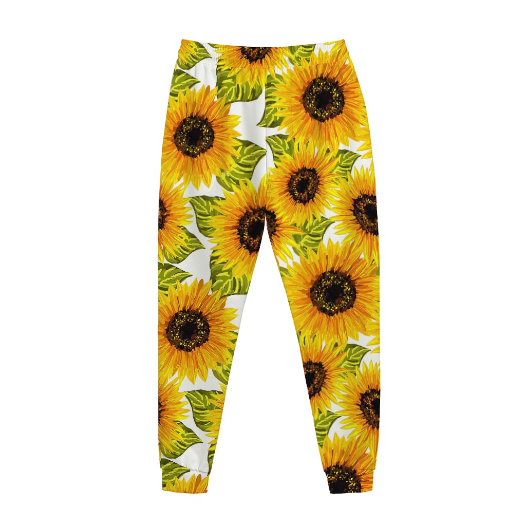 Doodle Sunflower Pattern Print Jogger Pants