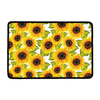 Doodle Sunflower Pattern Print Kitchen Mat
