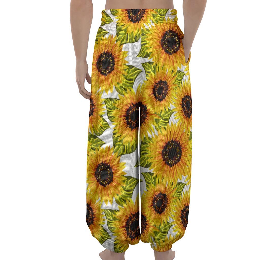 Doodle Sunflower Pattern Print Lantern Pants