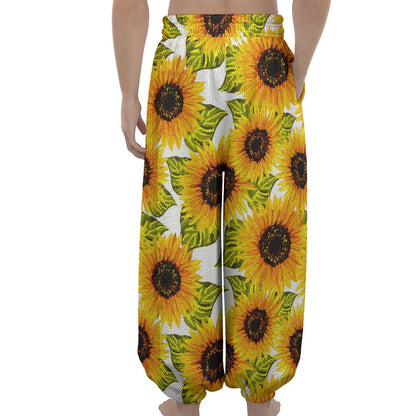 Doodle Sunflower Pattern Print Lantern Pants