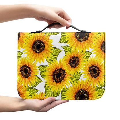 Doodle Sunflower Pattern Print Leather Bible Cover