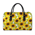 Doodle Sunflower Pattern Print Leather Duffel Bag