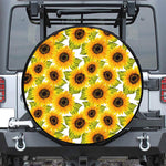 Doodle Sunflower Pattern Print Leather Spare Tire Cover