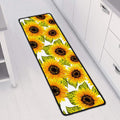 Doodle Sunflower Pattern Print Long Kitchen Mat
