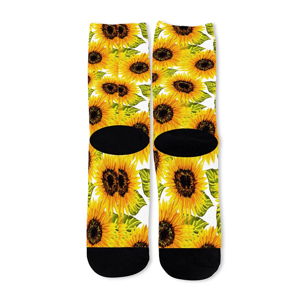 Doodle Sunflower Pattern Print Long Socks