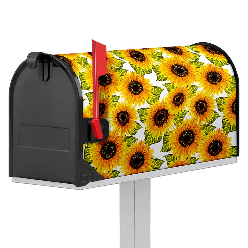 Doodle Sunflower Pattern Print Mailbox Cover
