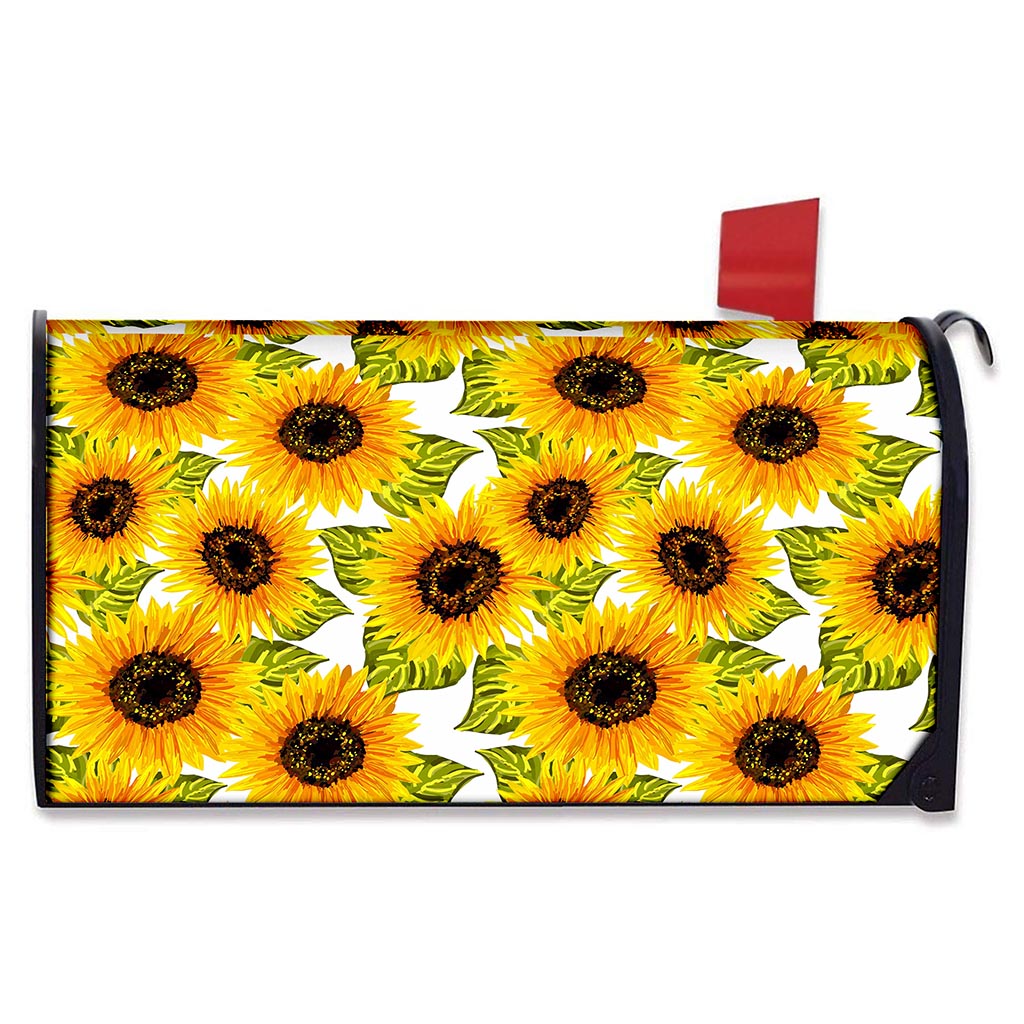 Doodle Sunflower Pattern Print Mailbox Cover