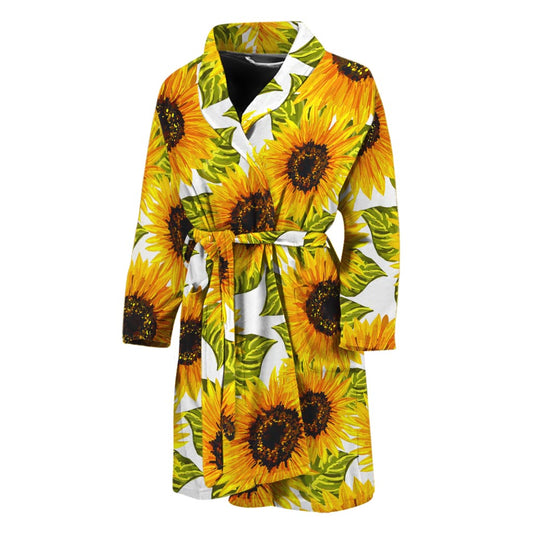 Doodle Sunflower Pattern Print Men's Bathrobe