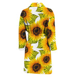 Doodle Sunflower Pattern Print Men's Bathrobe