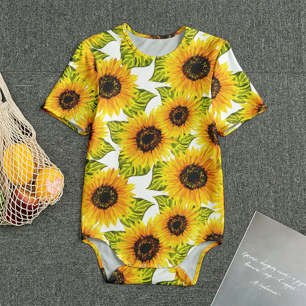 Doodle Sunflower Pattern Print Men's Bodysuit