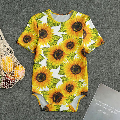 Doodle Sunflower Pattern Print Men's Bodysuit