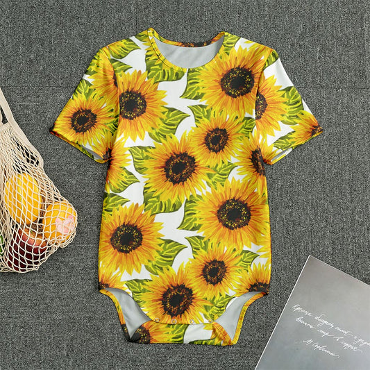 Doodle Sunflower Pattern Print Men's Bodysuit