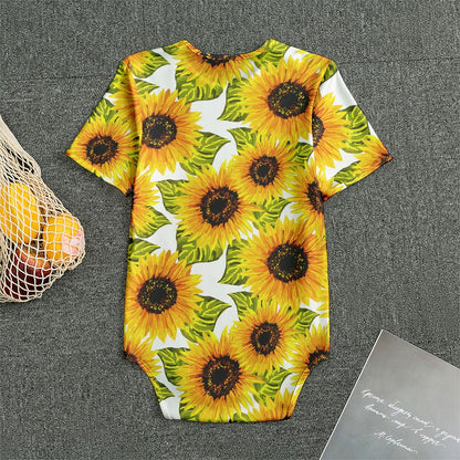 Doodle Sunflower Pattern Print Men's Bodysuit