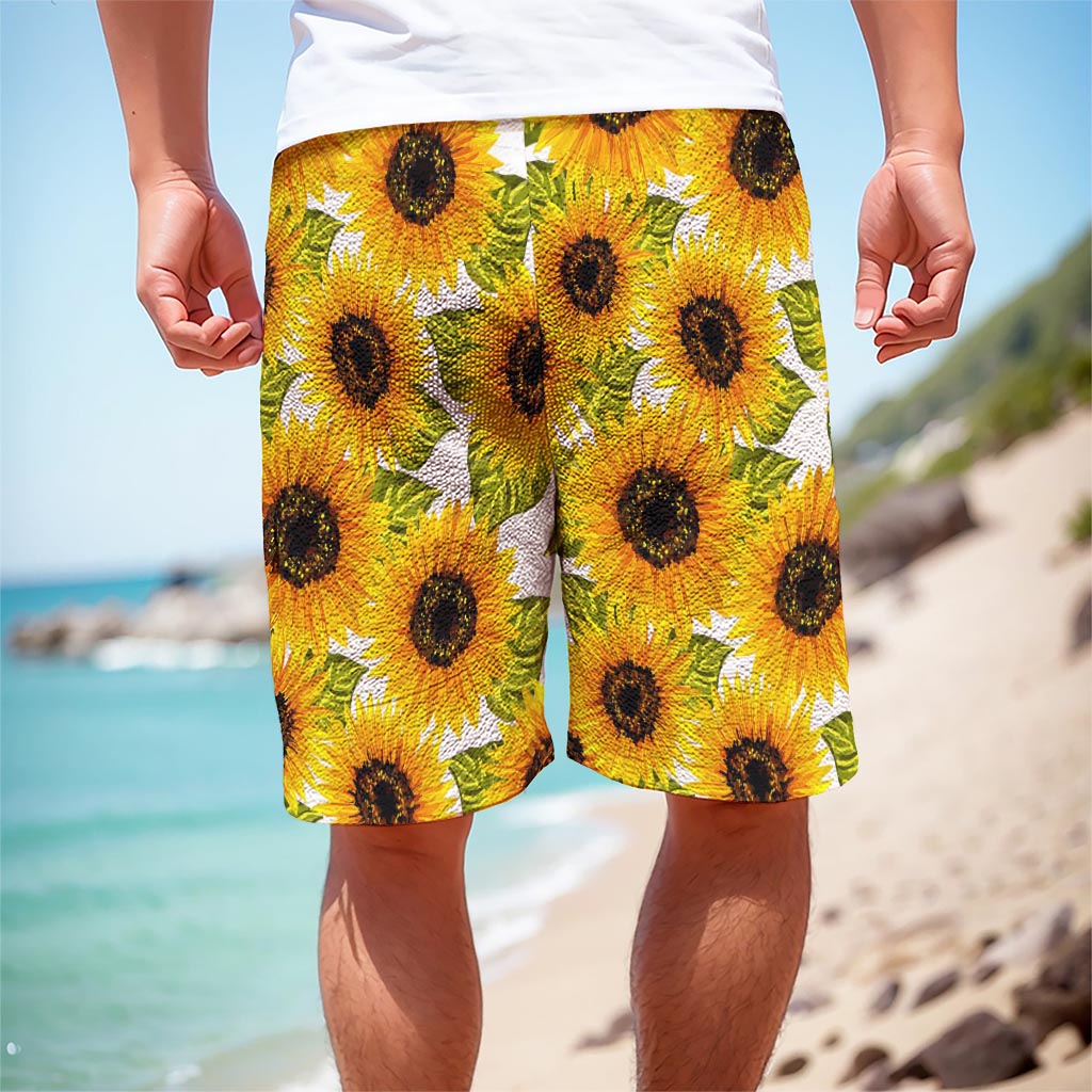 Doodle Sunflower Pattern Print Men's Cargo Shorts