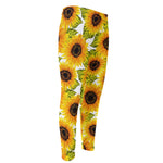 Doodle Sunflower Pattern Print Men's Compression Pants