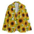 Doodle Sunflower Pattern Print Men's Cotton Blazer
