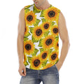 Doodle Sunflower Pattern Print Men's Fitness Tank Top